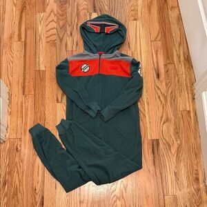 GAP Kids Star Wars Green Hooded One-Piece Pajamas with Red Accent